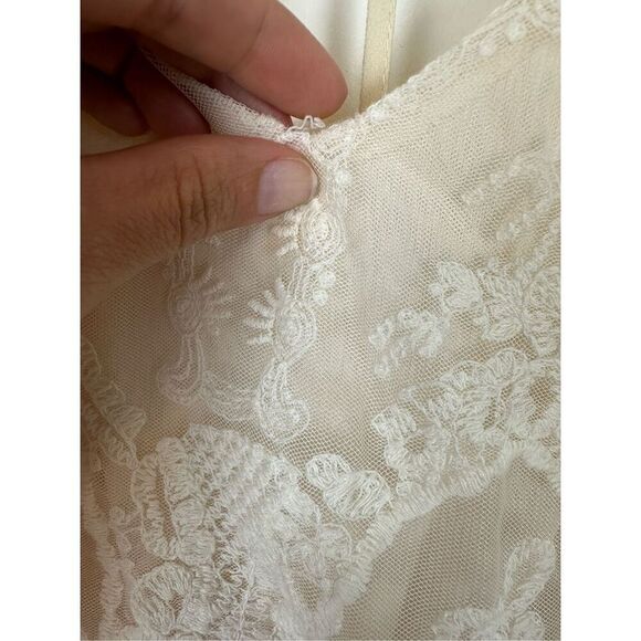 Miami Women's size XS Mesh Lace Overlay Layered Maxi Dress Cream Boho Fairycore - Picture 4 of 16
